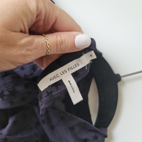 NWT Avec Les Filles flocked stars sheer dress - Picture 10 of 10